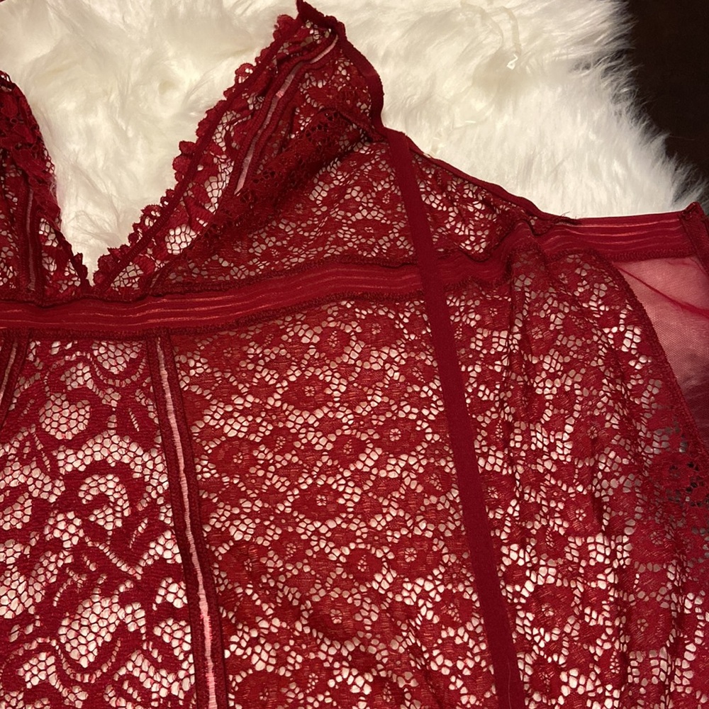 VS NWT Victoria’s Secret red very sexy lace garter slip size L large lingerie - Picture 5 of 8